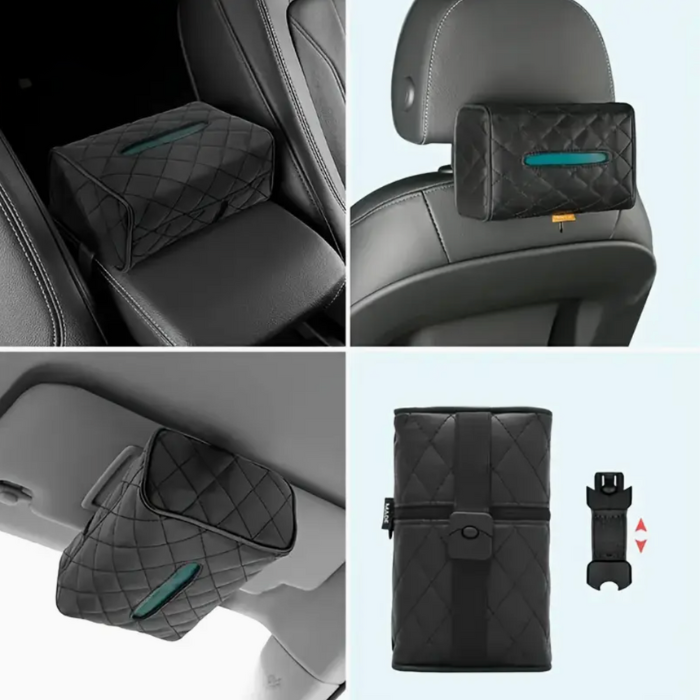 Cutie de șervețele auto din piele PU – Fixare pe parasolar sau pe tetiere