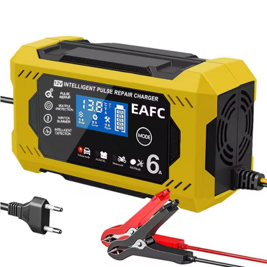 מטען סוללה לרכב חכם 12V/24V - תצוגת LCD & הגנה אוטומטית