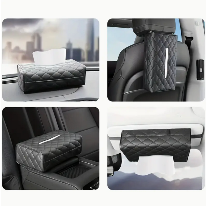 Cutie de șervețele auto din piele PU – Fixare pe parasolar sau pe tetiere