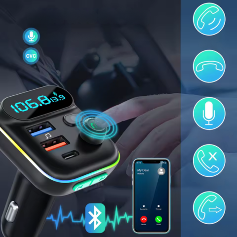 Transmetteur FM Bluetooth Pour Voiture — Appels Clairs & Musique Sans Fil