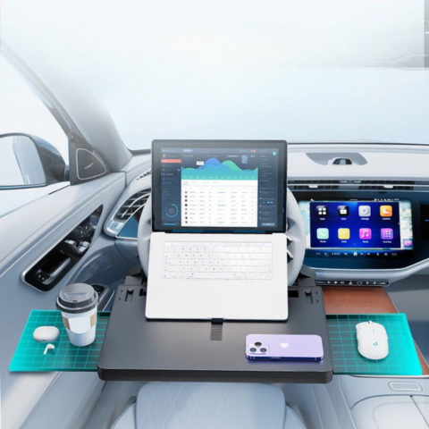 Wielofunkcyjny tablet na kierownicę samochodu - mobilne biuro i posiłki w samochodzie