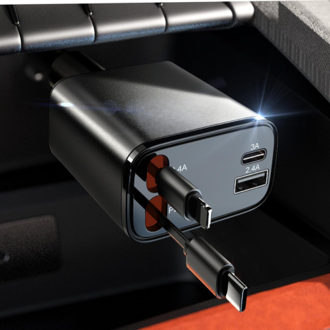 Încărcător Auto Retractabil – Format Compact Ultra Practic 