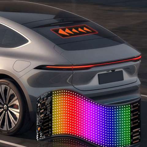 לוח LED לחלון קדמי — תצוגה מונפשת ובקרת מרחוק 