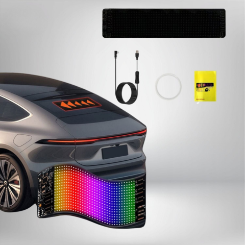 לוח LED לחלון קדמי — תצוגה מונפשת ובקרת מרחוק 
