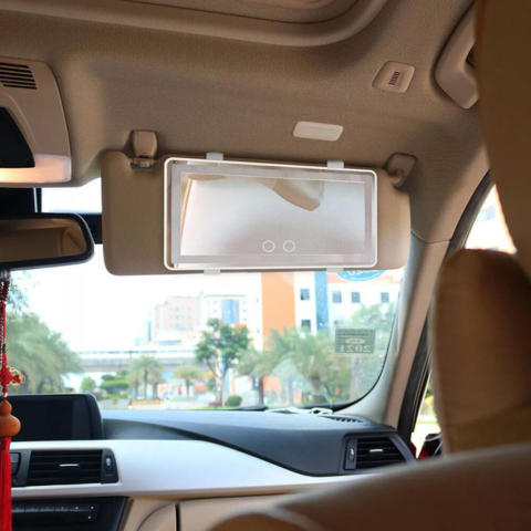 Miroir LED De Pare-Soleil Pour Voiture – Éclairage Ajustable Et Rechargeable
