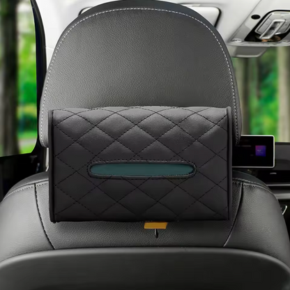 Boîte À Mouchoirs Voiture En Cuir PU – Fixation Pare-Soleil Ou Appuie-Tête