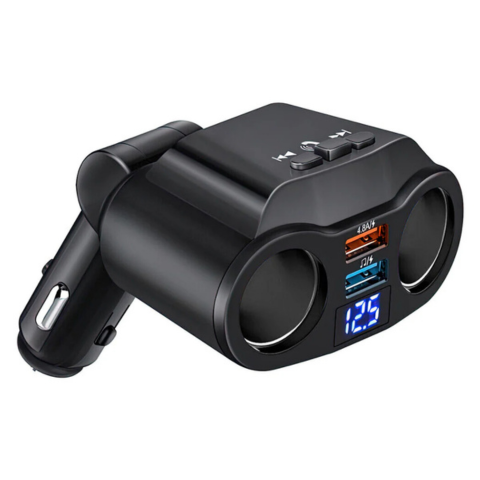 Adapter för cigarrtändare i bil - dubbel USB-port och digital display