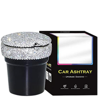 Mini cenicero brillante para coche - Diseño elegante y cierre a prueba de humo