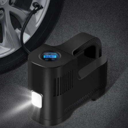 Bærbar Digital 12V Luftkompressor Med LED-Lampe — Sikkerhed Og Brug Om Natten 
